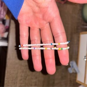 White and colorful beaded bracelets set of 2